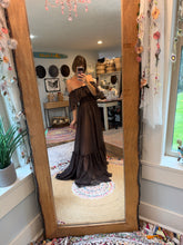 Load image into Gallery viewer, Sale new dark charcoal brown show off those shoulders dress sheer