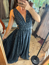 Load image into Gallery viewer, Ready to ship love me wild dress rayon cotton navy print/maternity friendly reclamation dress