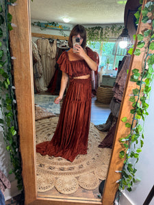 Ready to ship mystical wonders two piece rust chiffon reclamation dress