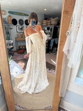 Load image into Gallery viewer, Ready to ship sample sale lace dress with bell sleeves and corset