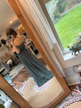 Load image into Gallery viewer, Two dress deal prairie hearts (reversible)hand dye cotton print and always and forever green blue dress spring sale