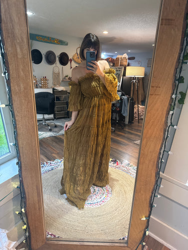 (RTS) Chiffon delight mustard ready to ship dress