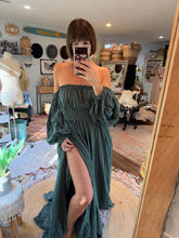 Load image into Gallery viewer, SALE  dark green blue ready to ship you glow girl dress cotton xs-xl