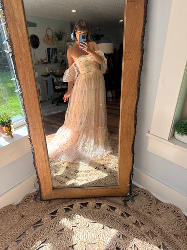Ready to ship Made with Love gown in embroidery tulle (lined)