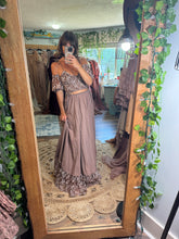 Load image into Gallery viewer, Reserve for ready to ship soon hand dyed brown lace two piece with detachable sleeve