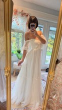Load image into Gallery viewer, THREE DRESS DEAL  sale Ready to ship smitten dress off white tulle, soul mate brown cotton and lace, sale poetry dress brown floral chiffon