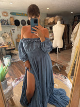 Load image into Gallery viewer, Kismet denim blue ready to ship two piece dress sm-xl