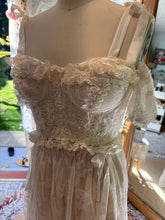 Load image into Gallery viewer, Ready to ship sale one of a kind lace two piece - top is antique lace (removable sleeve cuffs)