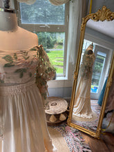 Load image into Gallery viewer, Sample sale ready to ship two piece embroidered corset top and cream ivory skirt linen cotton