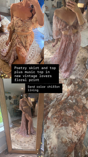 Preorder allow 6-8 weeks poetry two piece with added music top in the newest vintage lovers print