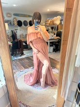 Load image into Gallery viewer, Preorder 6-8 week coral show off those shoulders chiffon dress