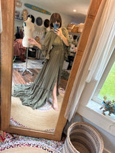 Load image into Gallery viewer, Ready to ship sale olive cotton linen ruffle me right up olive dress