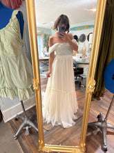 Load image into Gallery viewer, Amazing sale Ready to ship one of a kind dress vintage lace (soft green)hand dyed with tulle (lined) on sale