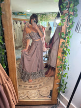 Load image into Gallery viewer, Ready to ship on sale slight dye flaw brown lace hand dyed two piece dress (style y)