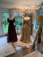 Load image into Gallery viewer, Flash sale two dress deal imperfect slight dye fine live bird burgundy brown with brown floral poetry dress ready to ship