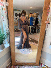 Load image into Gallery viewer, Flash sale Wish dress blue floral soft tulle sheer ready to ship includes bodysuit