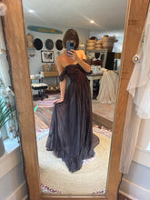 Load image into Gallery viewer, Love bird hand dyed lined in cotton adjustable dress dark plum brown color