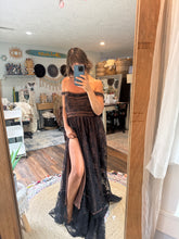 Load image into Gallery viewer, Ready to ship black lace frolick lined in brown -dress sale