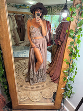 Load image into Gallery viewer, Ready to ship hand dyed lace two piece dress tan brown