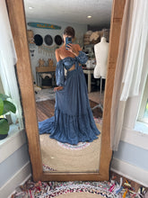 Load image into Gallery viewer, Kismet denim blue ready to ship two piece dress sm-xl