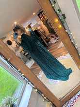Load image into Gallery viewer, Ready to ship two dress deal teal pearl robe with always and forever floral crinkle dress