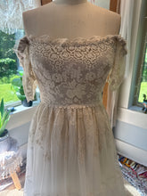 Load image into Gallery viewer, One of a kind ready to ship on sale vintage lace mixed with new embroidery lace ivory dress
