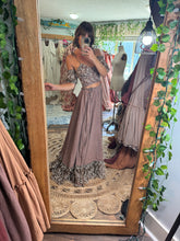 Load image into Gallery viewer, Ready to ship on sale slight dye flaw brown lace hand dyed two piece dress (style y)