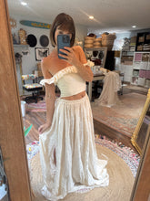 Load image into Gallery viewer, Ready to ship two piece cotton embroidery corset set dress with little ruffle sleeves