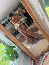 Load image into Gallery viewer, Ready to ship embroidery top and ruffle me open tan brown skirt