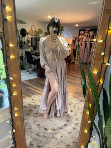 (Two dress deal) We belong white with brown trim ready to ship on sale with beige bring it piece