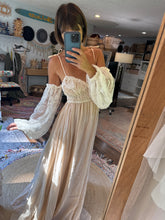 Load image into Gallery viewer, Linen cotton mixed with lace off shoulder dress new style ready to ship
