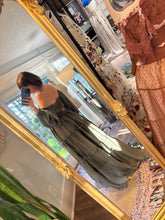Load image into Gallery viewer, You glow girl soft silky matte satin olive two piece with embroidery top Daisy ready to ship sale