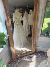 Load image into Gallery viewer, One of a kind ready to ship on sale vintage lace mixed with new embroidery lace ivory dress