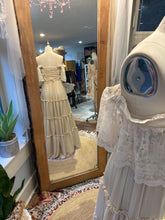 Load image into Gallery viewer, Ready to ship Feb 26 one of a kind Rosette sample sale dress matte satin ivory with embroidery embellishments (fits smaller in bust)