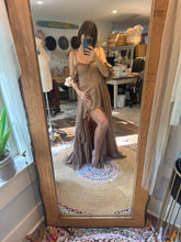 Load image into Gallery viewer, Ready to ship sale poetry linen cotton tan brown dress
