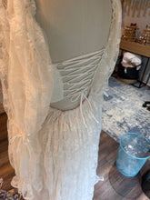 Load image into Gallery viewer, Preorder 6-8 week ivory lace each is one of a kind dress lined in ivory linen cotton with floral embroidery