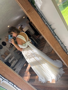 Amazing sale Ready to ship one of a kind dress vintage lace (soft green)hand dyed with tulle (lined) on sale