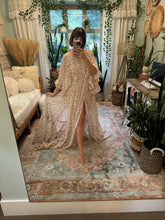 Load image into Gallery viewer, Preorder allow 6-8 weeks crinkle beige ivory floral ruffle me open reclamation dress