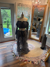 Load image into Gallery viewer, Ready to ship sale two dress deal two top two skirt denim blue linen cotton nothing quite like you two piece dress with tulle and lace sheer set