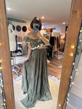 Load image into Gallery viewer, Lullaby two piece dress linen cotton olive ready to ship top is reversible