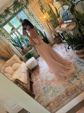 Load image into Gallery viewer, Ready to ship two dress deal random stuff- thick cotton long sleeve hearts maxi length with peach chiffon poetry