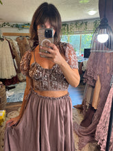 Load image into Gallery viewer, Reserve for ready to ship soon hand dyed brown lace two piece with detachable sleeve