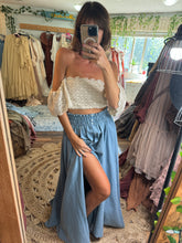 Load image into Gallery viewer, Ready to ship so Sara Lacey top and blue jean dreams button up skirt