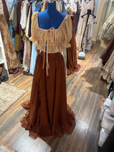 Load image into Gallery viewer, Mix and match lullaby golden beige crinkle top and rust poetry skirt ready to ship