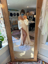 Load image into Gallery viewer, Linen cotton mixed with lace off shoulder dress new style ready to ship
