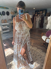 Load image into Gallery viewer, Sale Ready to ship you glow girl sleeveless in crinkle fabric large golden print