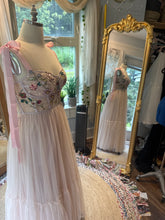 Load image into Gallery viewer, Ready to ship sale two dress deal Sonoma brown hand dye with hey babe with floral embellishments hand dyed blush