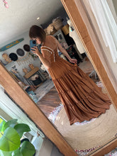 Load image into Gallery viewer, Ready to ship sale copper brown satin matte rosette dress
