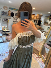 Load image into Gallery viewer, One of a kind olive two piece linen cotton ready to ship sale
