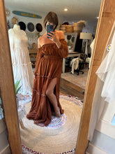 Load image into Gallery viewer, Random stuff sale you glow girl hand dyed brown with tulle overlay dress